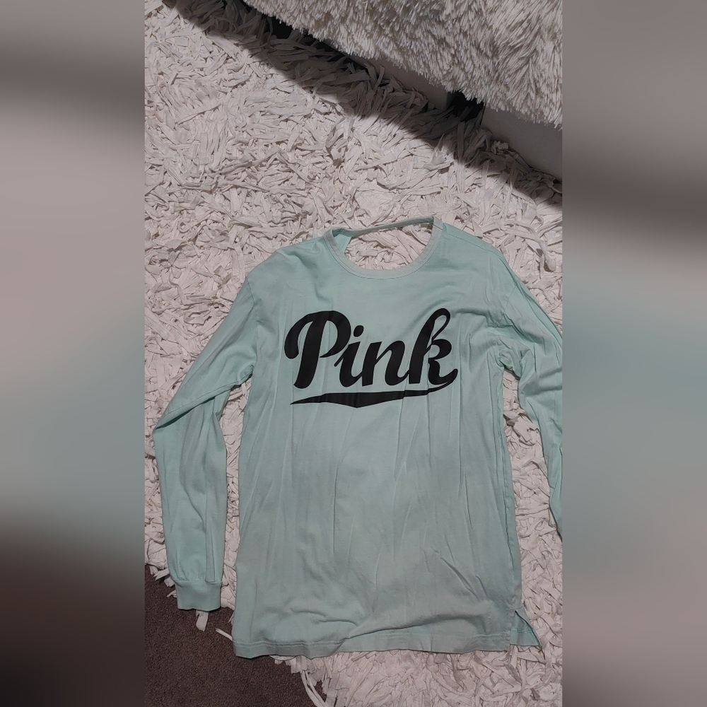 PINK Victoria's Secret Light Green Long Sleeve Tee